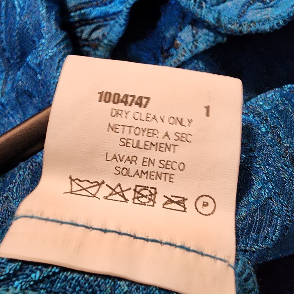 New w/tag LESLIE FAY Size 8P Shimmering Turquoise Jacquard Scalloped Hem Blazer - Picture 13 of 13